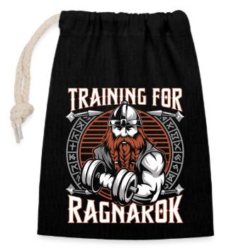 Training für Ragnarok Lustiger Wikinger-Gym-Humor - Verschließbarer Geschenkbeutel aus Baumwolle (14x20cm) - Schwarz - Vorne
