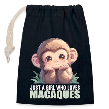 Macaque Macaque - Closable cotton gift bag (14x20cm) - navy - Front