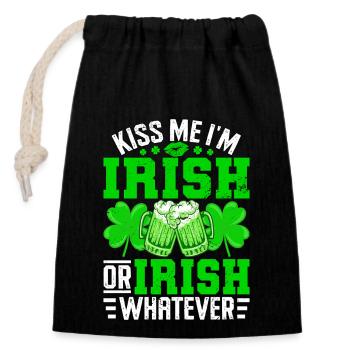 Embrasse-moi, je suis irlandais ou irlandais peu importe - Sac cadeau en coton avec cordon (14 x 20 cm) - noir - Devant