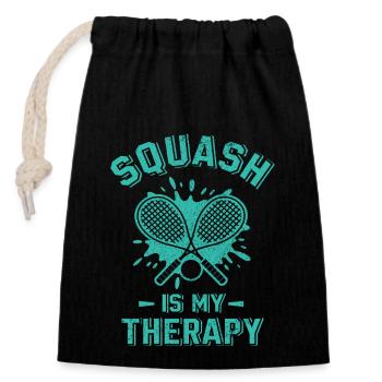 Le squash est ma thérapie Joueur de squash drôle - Sac cadeau en coton avec cordon (14 x 20 cm) - noir - Devant