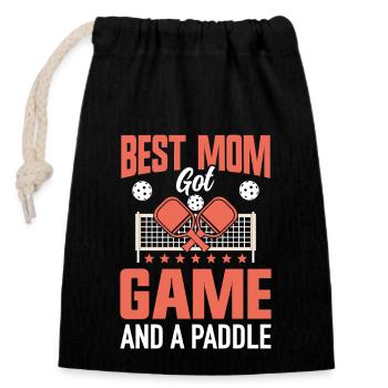 Pickleball Mom Paddleball Mom Paddle Game - Closable cotton gift bag (14x20cm) - black - Front
