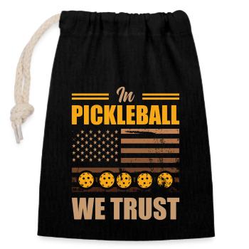 Pickleball USA Flagge Paddleball Sportler Team - Verschließbarer Geschenkbeutel aus Baumwolle (14x20cm) - Schwarz - Vorne