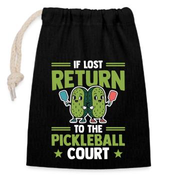 Pickleball Funny Kawaii Cucumber Paddleball Design - Closable cotton gift bag (14x20cm) - black - Front