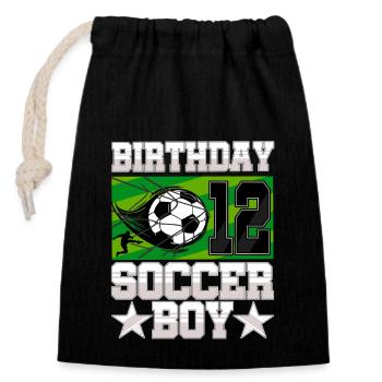 12th birthday Boy Soccer 12 Years Old Gifts - Closable cotton gift bag (14x20cm) - black - Front