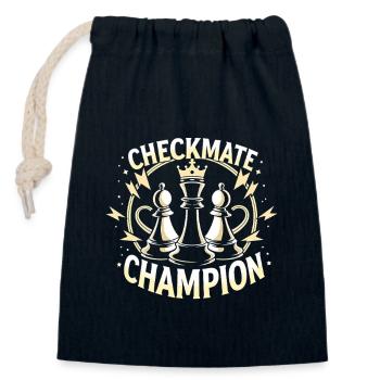 Échecs Tacticiens Stratégie Maîtres Tactique - Sac cadeau en coton avec cordon (14 x 20 cm) - bleu marine - Devant