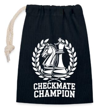 Échecs Tacticiens Stratégie Maîtres Tactique - Sac cadeau en coton avec cordon (14 x 20 cm) - bleu marine - Devant