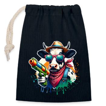 Cow Water Pistol - Closable cotton gift bag (14x20cm) - navy - Front