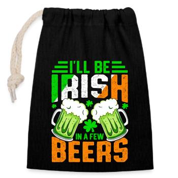 Je serai irlandais dans quelques bières - Sac cadeau en coton avec cordon (14 x 20 cm) - noir - Devant