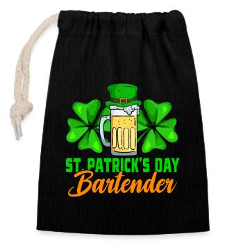 Barman de la Saint-Patrick - Sac cadeau en coton avec cordon (14 x 20 cm) - noir - Devant