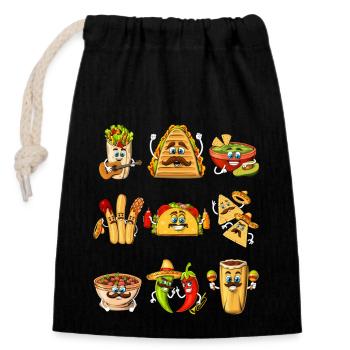 Cuisine mexicaine - Sac cadeau en coton avec cordon (14 x 20 cm) - noir - Devant