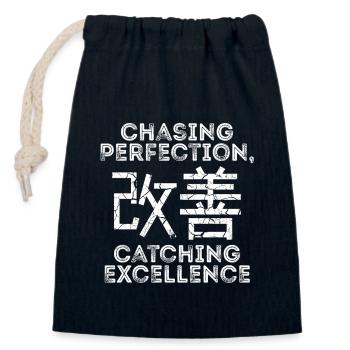Kaizen Mindset Chasing Perfection - Closable cotton gift bag (14x20cm) - navy - Front
