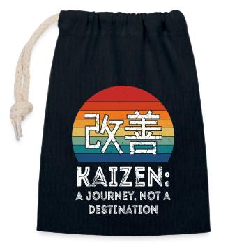 Kaizen: Eine Reise, kein Ziel - Verschließbarer Geschenkbeutel aus Baumwolle (14x20cm) - Navy - Vorne