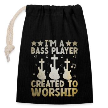 Je suis un bassiste créé pour vénérer un groupe de musiciens - Sac cadeau en coton avec cordon (14 x 20 cm) - noir - Devant