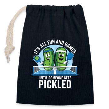 Pickleball Pickled Paddlesport Gift - Closable cotton gift bag (14x20cm) - navy - Front