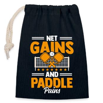 Joueur de pickleball Dinball Tournoi Paddleball - Sac cadeau en coton avec cordon (14 x 20 cm) - bleu marine - Devant