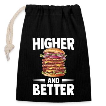 Burger et sandwich Lover Burger Gift - Sac cadeau en coton avec cordon (14 x 20 cm) - noir - Devant