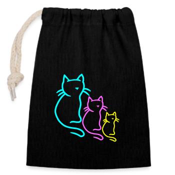 Chats, Chat, Enfant, Enfants, Bébé, Tout-petits, Années 80 - Sac cadeau en coton avec cordon (14 x 20 cm) - noir - Devant