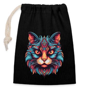 Cat Portrait - Closable cotton gift bag (14x20cm) - black - Front