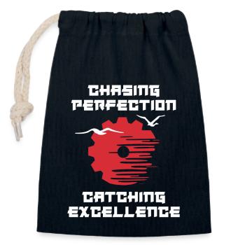 Kaizen Mindset Chasing Perfection - Closable cotton gift bag (14x20cm) - navy - Front