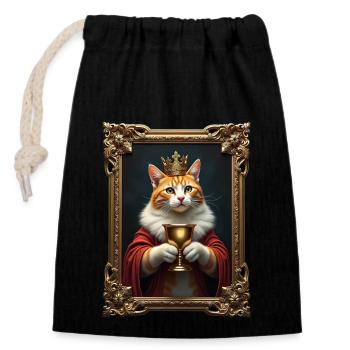 Medieval Cat in Picture Frame Art Crown - Closable cotton gift bag (14x20cm) - black - Front