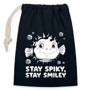 Puffer fish marine life enthusiast Quirky - Closable cotton gift bag (14x20cm) - navy - Front
