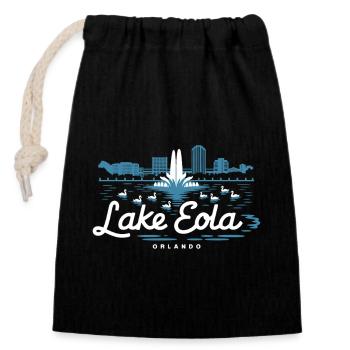Lake Eola Orlando Florida Vacation Souvenir - Closable cotton gift bag (14x20cm) - black - Front