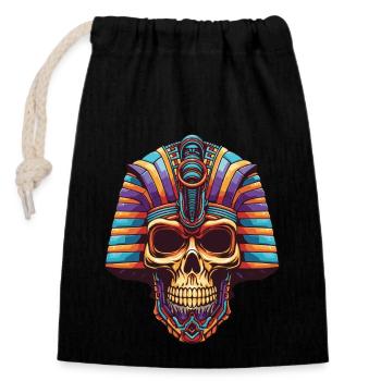 Crâne de pharaon - Sac cadeau en coton avec cordon (14 x 20 cm) - noir - Devant