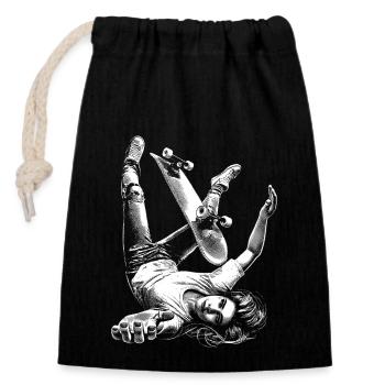 Skater Woman in Impact – Fighting Spirit Shirt - Closable cotton gift bag (14x20cm) - black - Front