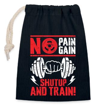No Pain No Gain Shut Up and Train - Closable cotton gift bag (14x20cm) - navy - Front