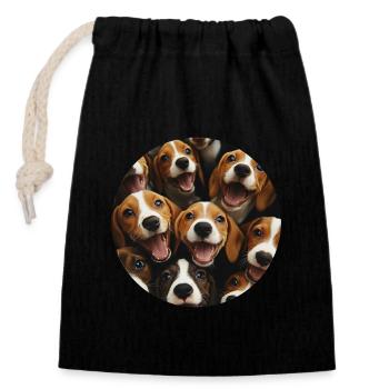 Beagle - Verschließbarer Geschenkbeutel aus Baumwolle (14x20cm) - Schwarz - Vorne