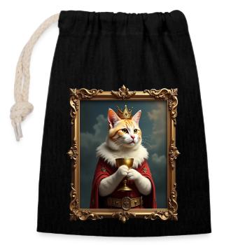 Medieval Cat in Picture Frame Art Crown - Closable cotton gift bag (14x20cm) - black - Front