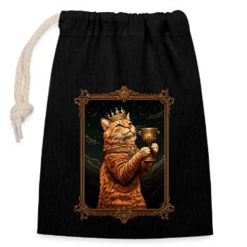 Medieval Cat in Picture Frame Art Crown - Closable cotton gift bag (14x20cm) - black - Front
