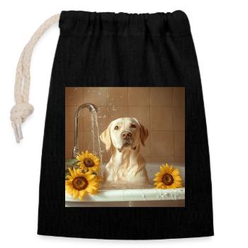Labrador Retriever - Verschließbarer Geschenkbeutel aus Baumwolle (14x20cm) - Schwarz - Vorne