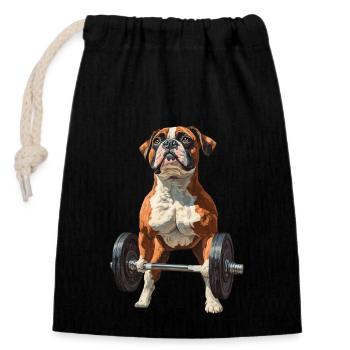 Boxer - Verschließbarer Geschenkbeutel aus Baumwolle (14x20cm) - Schwarz - Vorne