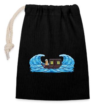 Abenteuer Reise Erdnuss Schiff Ausflug Reisender - Verschließbarer Geschenkbeutel aus Baumwolle (14x20cm) - Schwarz - Vorne