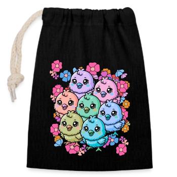 80s 90s Happy Easter Chick Child Kids Baby - Closable cotton gift bag (14x20cm) - black - Front