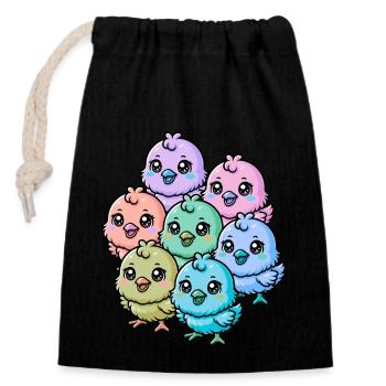 Baby chick child children Easter Happy Easter - Closable cotton gift bag (14x20cm) - black - Front
