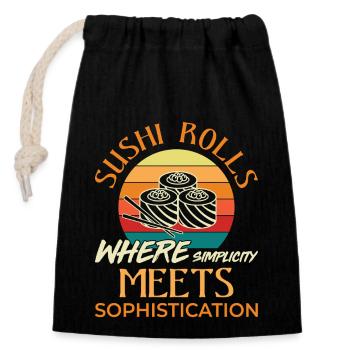 Sushi Japan Essen Sushi-Mahlzeit - Verschließbarer Geschenkbeutel aus Baumwolle (14x20cm) - Schwarz - Vorne