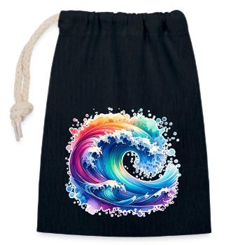 Welle - Verschließbarer Geschenkbeutel aus Baumwolle (14x20cm) - Navy - Vorne