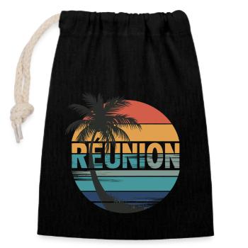 La Réunion - Sac cadeau en coton avec cordon (14 x 20 cm) - noir - Devant
