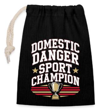 Extreme Ironing Competitive Funny - Closable cotton gift bag (14x20cm) - black - Front