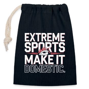 Extreme Ironing Competitive Funny - Closable cotton gift bag (14x20cm) - navy - Front