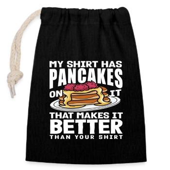 Message humoristique d’amateur de crêpes - Sac cadeau en coton avec cordon (14 x 20 cm) - noir - Devant