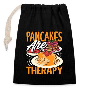 Pancakes are therapy enjoyment - Closable cotton gift bag (14x20cm) - black - Front