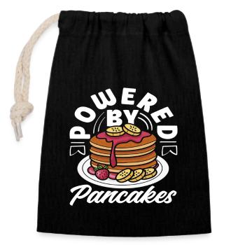 Powered by Pancakes Enjoyment - Closable cotton gift bag (14x20cm) - black - Front