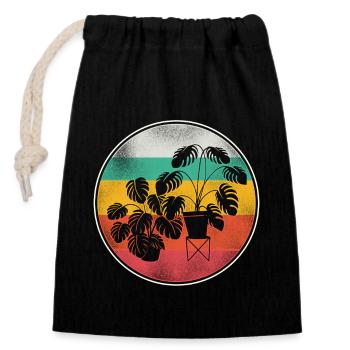 Amoureux des plantes jardinage rétro - Sac cadeau en coton avec cordon (14 x 20 cm) - noir - Devant