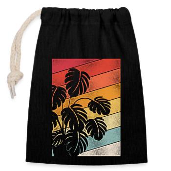 Amoureux des plantes jardinage rétro - Sac cadeau en coton avec cordon (14 x 20 cm) - noir - Devant