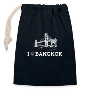 J’aime Bangkok Golden Gate Bridge Lover Heart Flag - Sac cadeau en coton avec cordon (14 x 20 cm) - bleu marine - Devant