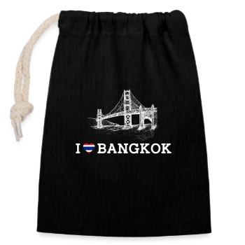 J’aime Bangkok Golden Gate Bridge Lover Heart Flag - Sac cadeau en coton avec cordon (14 x 20 cm) - noir - Devant