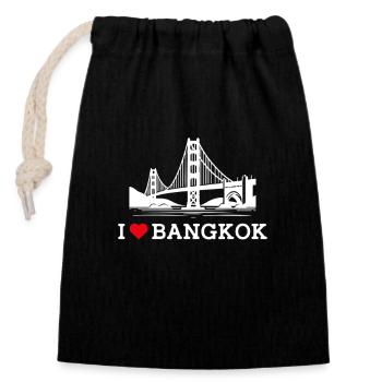 J’aime Bangkok Cool Golden Gate Bridge Heart Flag - Sac cadeau en coton avec cordon (14 x 20 cm) - noir - Devant